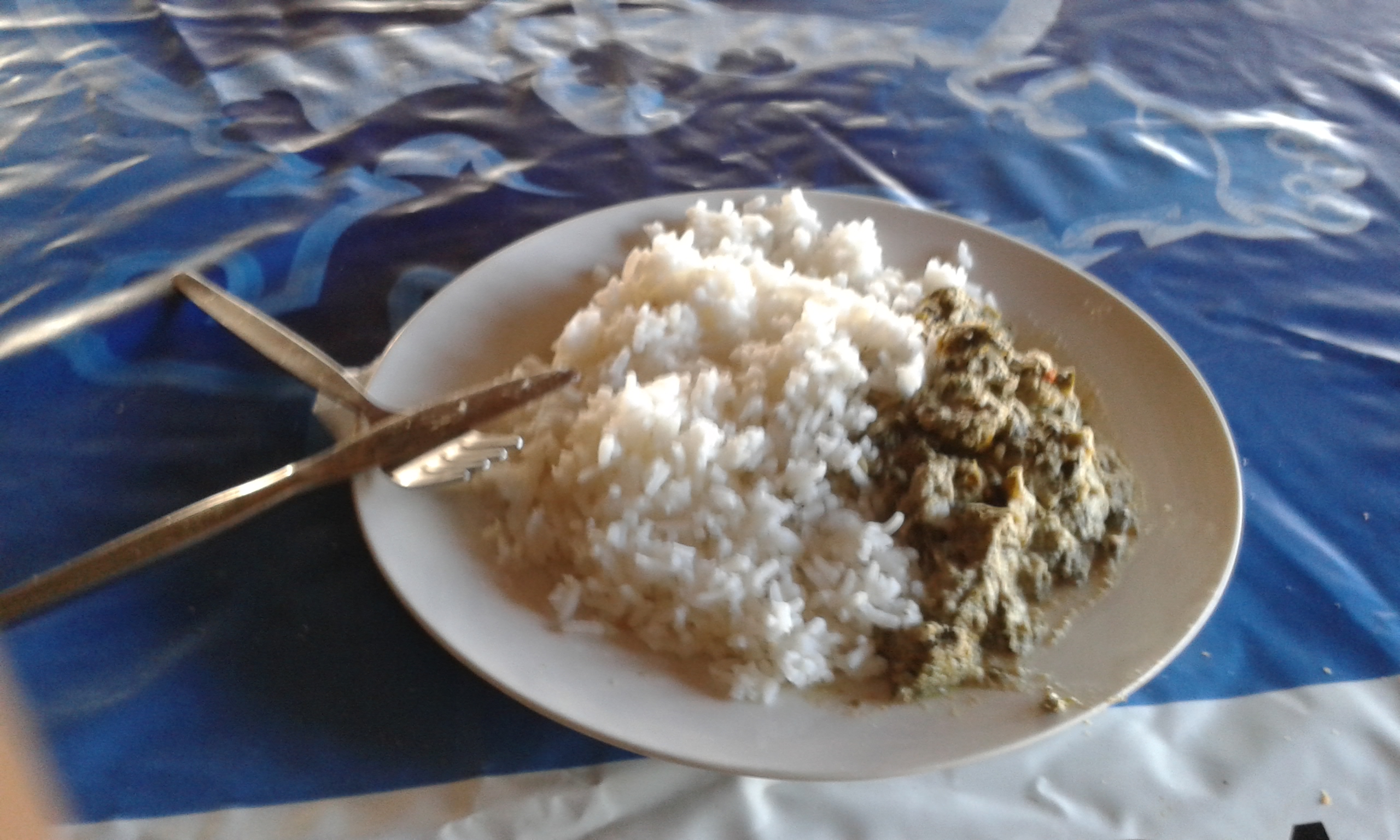 Prato de matapa com peixe em Moçambique